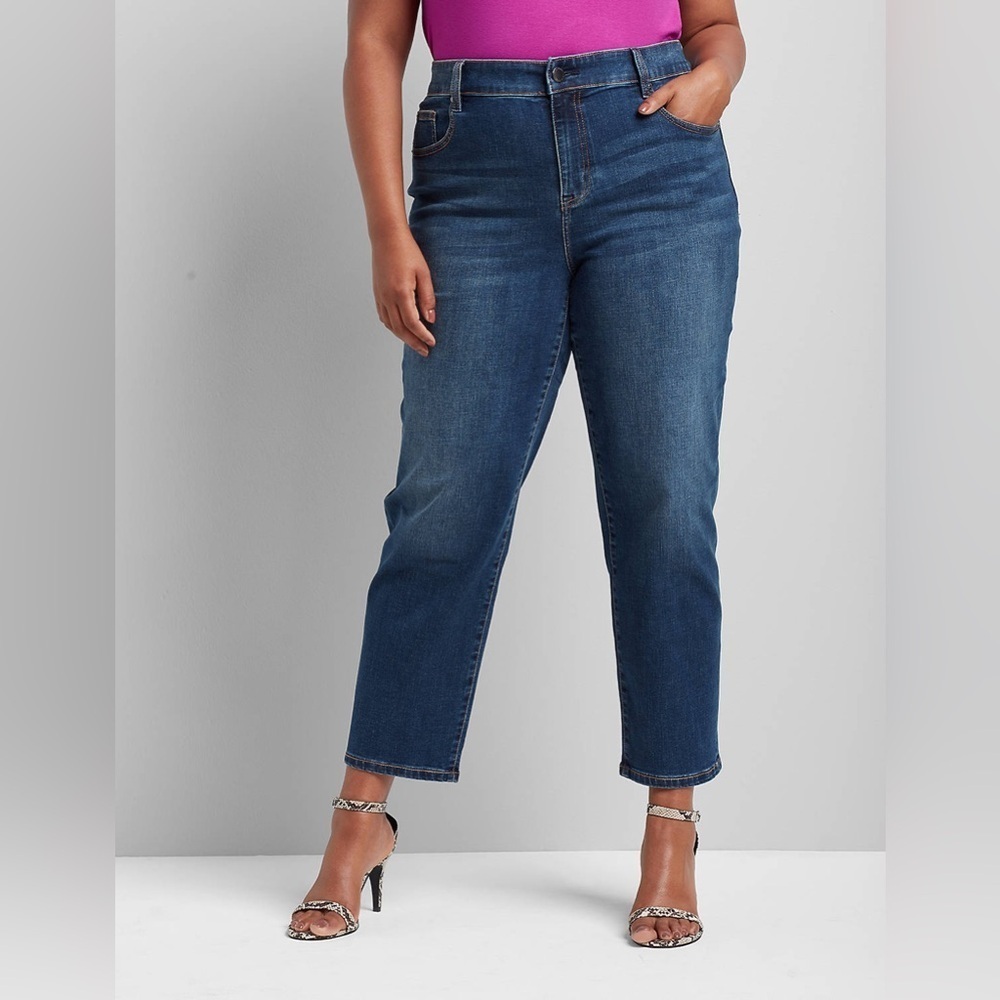Lane Bryant Signature Fit High-Rise Girlfriend Straight Jean Dark Wash size 18